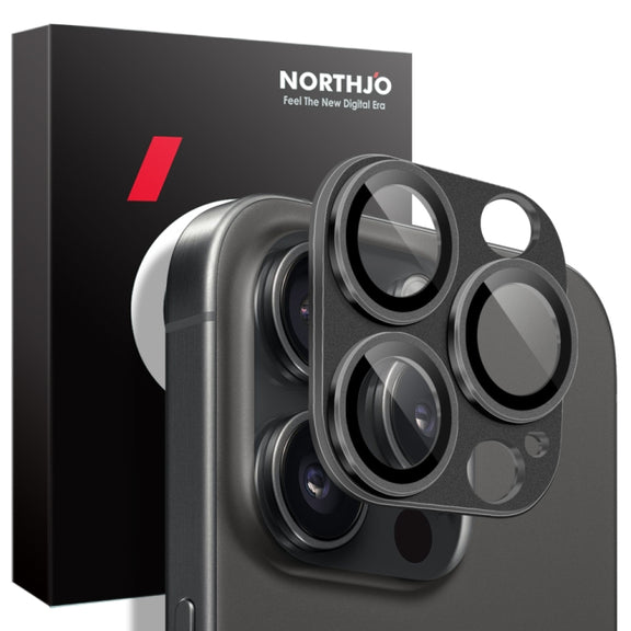 For iPhone 15 Pro / 15 Pro Max NORTHJO Matte Camera Lens Protector Tempered Glass Rear Lens Film(Black)