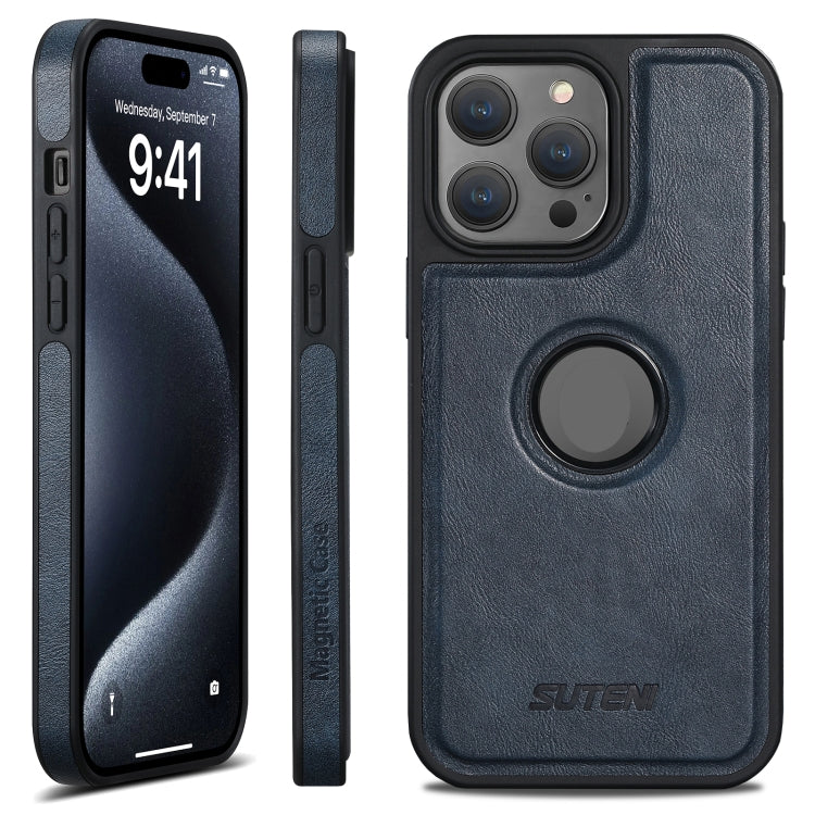 For iPhone 16 Pro Suteni G1 Magsafe Leather Back Phone Case(Blue) - free shipping - PMC Jewellery - Order now!