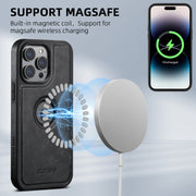 For iPhone 16 Pro Max Suteni G1 Magsafe Leather Back Phone Case(Black)
