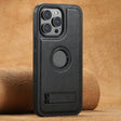 For iPhone 16 Pro Suteni G2 Magsafe Oil Wax Leather Back Phone Case with Holder(Black) - iPhone 16 Pro Cases by Suteni | Online Shopping South Africa | PMC TechLife | Buy Now Pay Later Mobicred