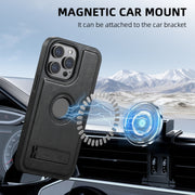 For iPhone 16 Pro Max Suteni G2 Magsafe Oil Wax Leather Back Phone Case with Holder(Black)