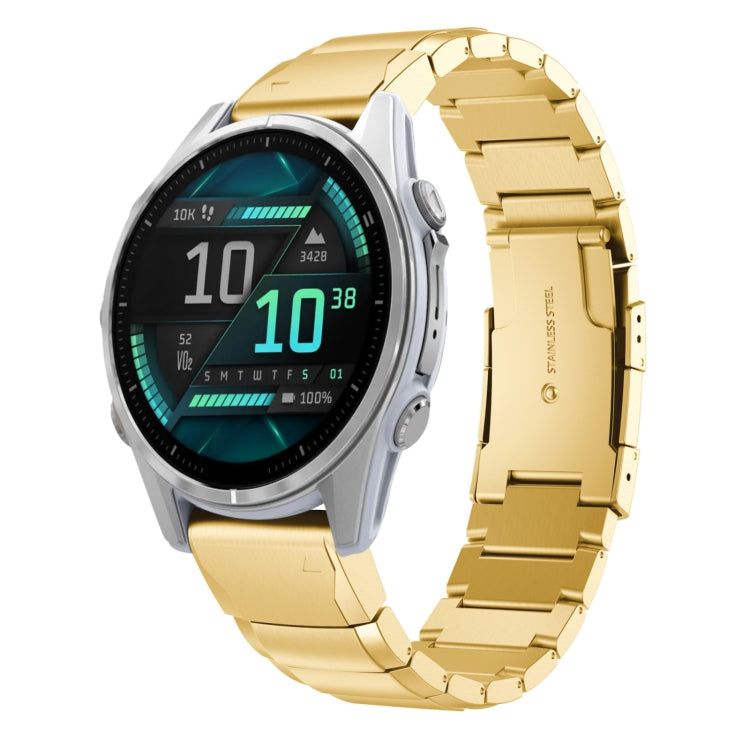 For Garmin Fenix 8 AMOLED 43mm Tortoise Shell 20mm Stainless Steel Watch Band(Gold) - free shipping - PMC TechLife - Order now!