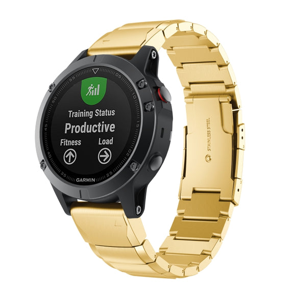 For Garmin Fenix 6S Tortoise Shell 20mm Stainless Steel Watch Band(Gold)