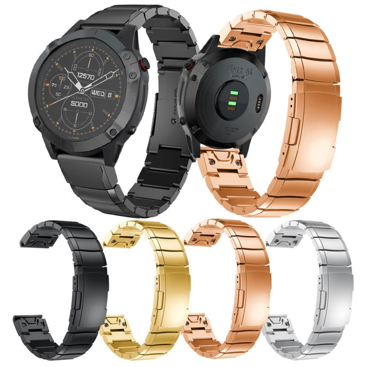 For Garmin Fenix 7S Tortoise Shell 20mm Stainless Steel Watch Band(Gold)