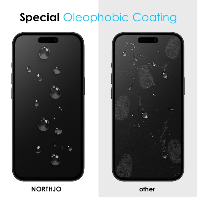 For iPhone 15 NORTHJO A++ 28 Degree Privacy Full Glue Silk Printing Tempered Glass Film