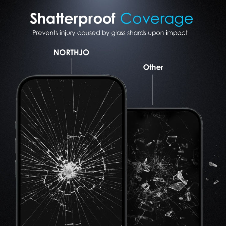 For iPhone 16 Pro Max NORTHJO A++ 28 Degree Privacy Full Glue Silk Printing Tempered Glass Film