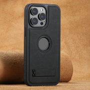 For iPhone 16 Pro Suteni G2 Magsafe Litchi Texture Leather Back Phone Case with Holder(Black)