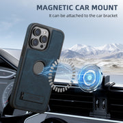 For iPhone 16 Pro Suteni G2 Magsafe Litchi Texture Leather Back Phone Case with Holder(Blue)