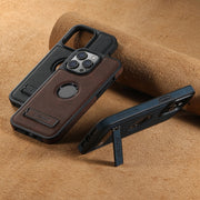 For iPhone 16 Pro Max Suteni G2 Magsafe Litchi Texture Leather Back Phone Case with Holder(Black)