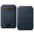 Suteni S2 Phone Magnetic Card Case Card Sleeve MagSafe Magnetic Coil PU Leather(Blue) -  by Suteni | Online Shopping South Africa | PMC TechLife | Buy Now Pay Later Mobicred