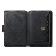 Suteni S2 Phone Magnetic Card Case Card Sleeve MagSafe Magnetic Coil PU Leather(Black)