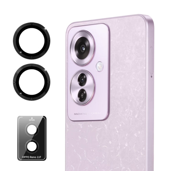 For OPPO Reno11 F ENKAY Hat-Prince 9H Rear Camera Lens Aluminium Alloy Tempered Glass Film(Black)
