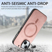 For iPhone 16 Solid Color Retro Magsafe PU Back Cover Phone Case(Pink)