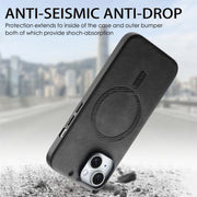 For iPhone 16 Plus Solid Color Retro Magsafe PU Back Cover Phone Case(Black)