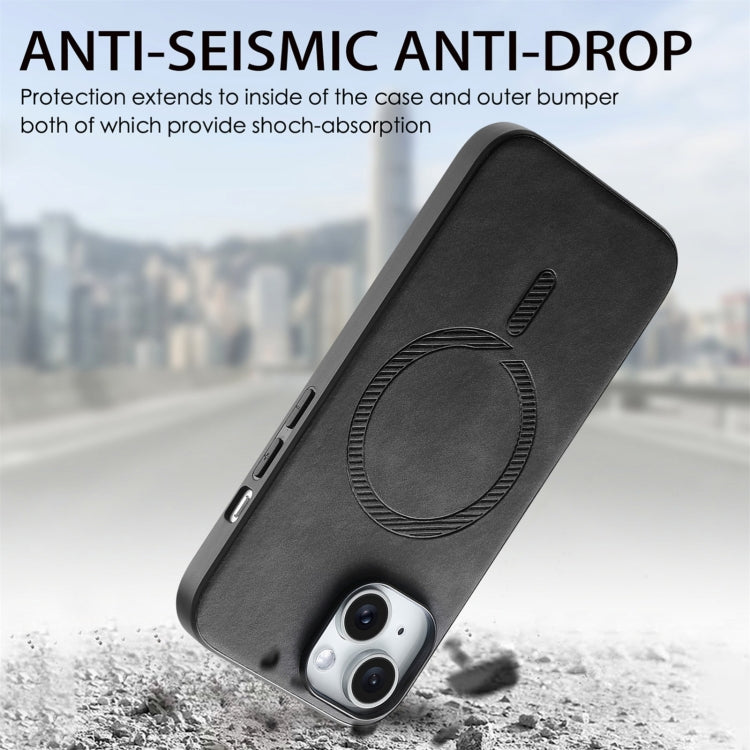 For iPhone 16 Plus Solid Color Retro Magsafe PU Back Cover Phone Case(Black)