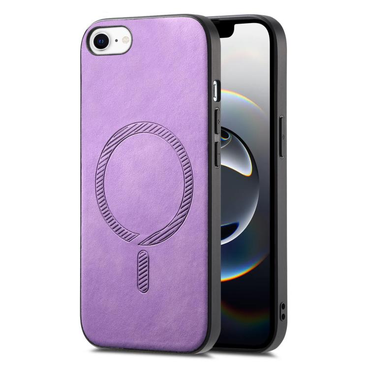 For iPhone 16e Solid Color Retro Magsafe PU Back Cover Phone Case(Purple) - free shipping - PMC TechLife - Order now!