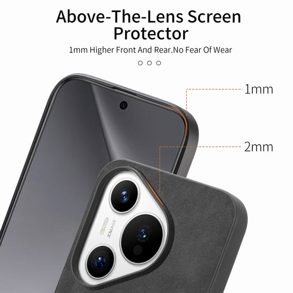 For Huawei  Pura 70 Solid Color Retro Magsafe PU Back Cover Phone Case(Black)