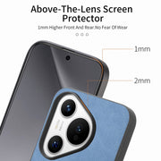 For Huawei  Pura 70 Solid Color Retro Magsafe PU Back Cover Phone Case(Blue)