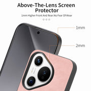 For Huawei Pura 70 Ultra Solid Color Retro Magsafe PU Back Cover Phone Case(Pink)