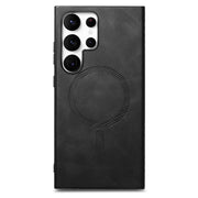 For Samsung Galaxy S25+ 5G Solid Color Retro Magsafe PU Back Cover Phone Case(Black)