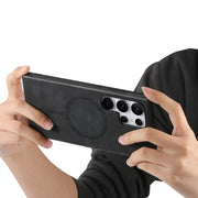 For Samsung Galaxy S25+ 5G Solid Color Retro Magsafe PU Back Cover Phone Case(Black)