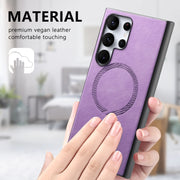 For Samsung Galaxy S25 Ultra 5G Solid Color Retro Magsafe PU Back Cover Phone Case(Purple)