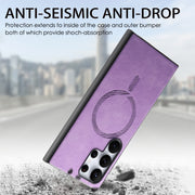 For Samsung Galaxy S25 Ultra 5G Solid Color Retro Magsafe PU Back Cover Phone Case(Purple)