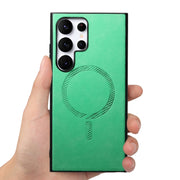For Samsung Galaxy S25 Ultra 5G Solid Color Retro Magsafe PU Back Cover Phone Case(Green)