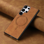 For Samsung Galaxy S25 Ultra 5G Solid Color Retro Magsafe PU Back Cover Phone Case(Brown)