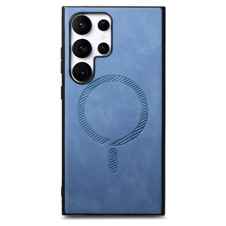 For Samsung Galaxy S25 Ultra 5G Solid Color Retro Magsafe PU Back Cover Phone Case(Blue)