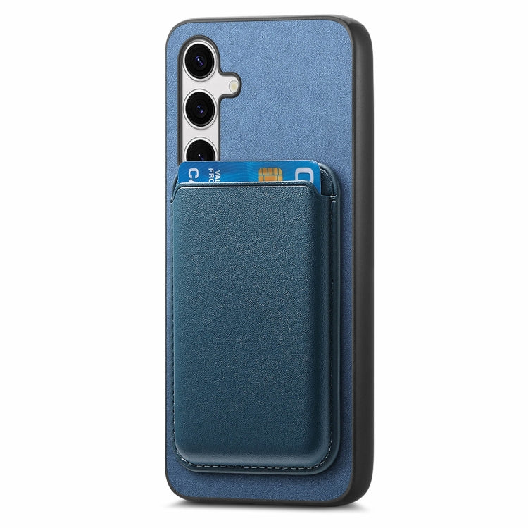 For Samsung Galaxy S25 5G Retro Magsafe Card Bag PU Back Cover Phone Case(Blue) - Galaxy S25 5G Cases by PMC Jewellery | Online Shopping South Africa | PMC Jewellery | Buy Now Pay Later Mobicred