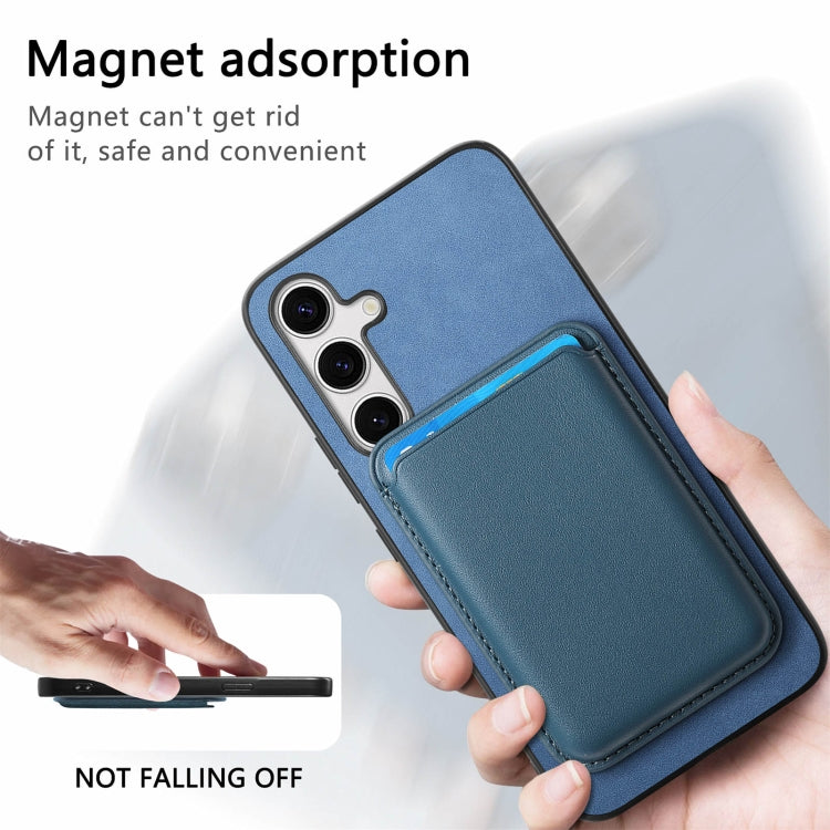 For Samsung Galaxy S25 5G Retro Magsafe Card Bag PU Back Cover Phone Case(Blue) - Galaxy S25 5G Cases by PMC Jewellery | Online Shopping South Africa | PMC Jewellery | Buy Now Pay Later Mobicred