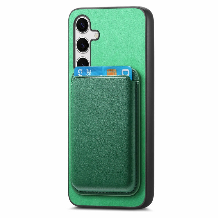 For Samsung Galaxy S25 5G Retro Magsafe Card Bag PU Back Cover Phone Case(Green) - Galaxy S25 5G Cases by PMC Jewellery | Online Shopping South Africa | PMC Jewellery | Buy Now Pay Later Mobicred