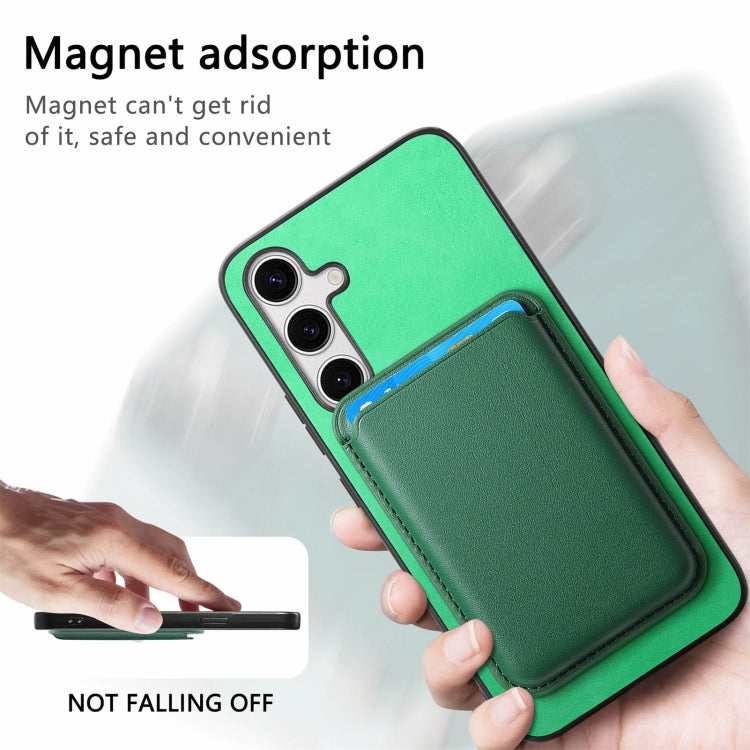 For Samsung Galaxy S25 5G Retro Magsafe Card Bag PU Back Cover Phone Case(Green) - Galaxy S25 5G Cases by PMC Jewellery | Online Shopping South Africa | PMC Jewellery | Buy Now Pay Later Mobicred