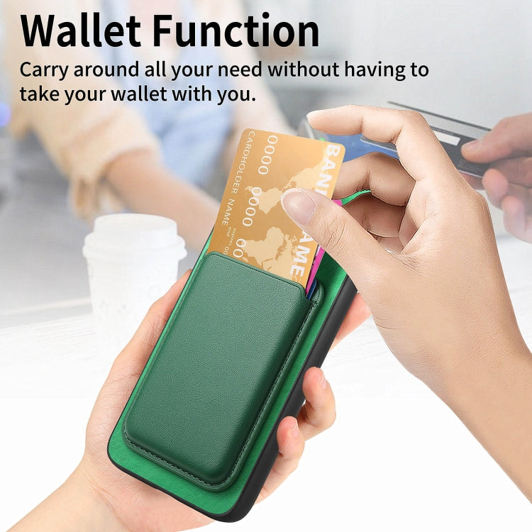 For Samsung Galaxy S25 5G Retro Magsafe Card Bag PU Back Cover Phone Case(Green) - Galaxy S25 5G Cases by PMC Jewellery | Online Shopping South Africa | PMC Jewellery | Buy Now Pay Later Mobicred