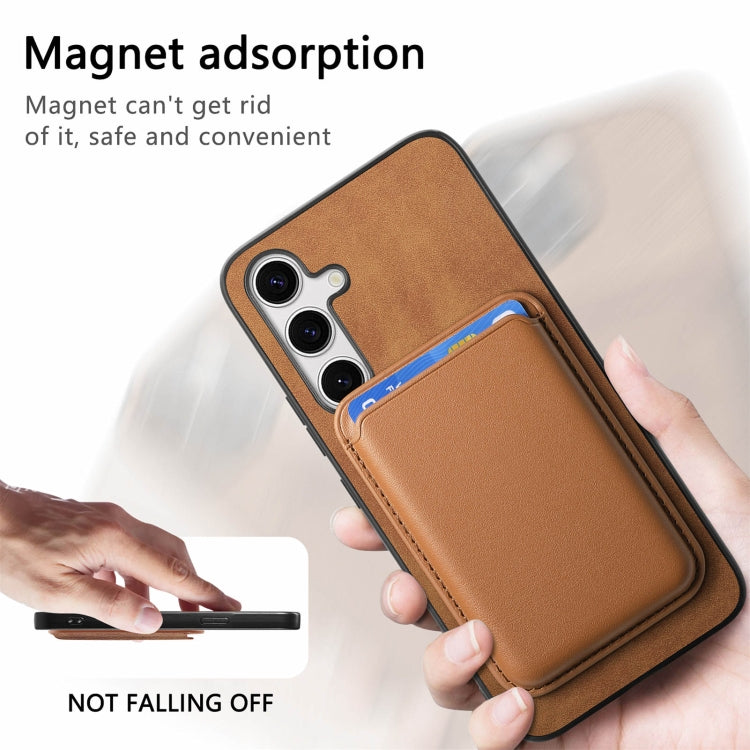 For Samsung Galaxy S25 5G Retro Magsafe Card Bag PU Back Cover Phone Case(Brown) - Galaxy S25 5G Cases by PMC Jewellery | Online Shopping South Africa | PMC Jewellery | Buy Now Pay Later Mobicred