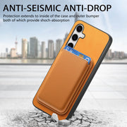 For Samsung Galaxy S25+ 5G Retro Magsafe Card Bag PU Back Cover Phone Case(Yellow)