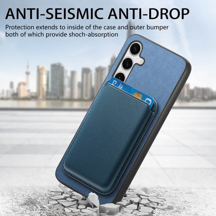 For Samsung Galaxy S25+ 5G Retro Magsafe Card Bag PU Back Cover Phone Case(Blue) - Galaxy S25+ 5G Cases by PMC Jewellery | Online Shopping South Africa | PMC Jewellery | Buy Now Pay Later Mobicred