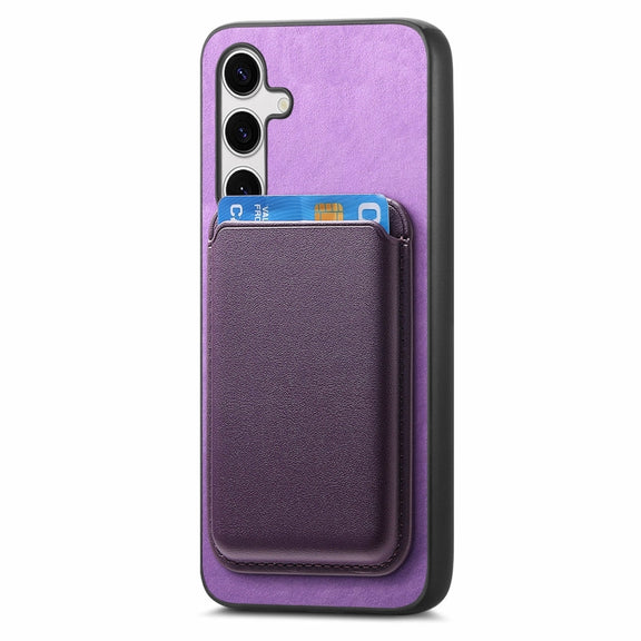 For Samsung Galaxy S25+ 5G Retro Magsafe Card Bag PU Back Cover Phone Case(Purple)