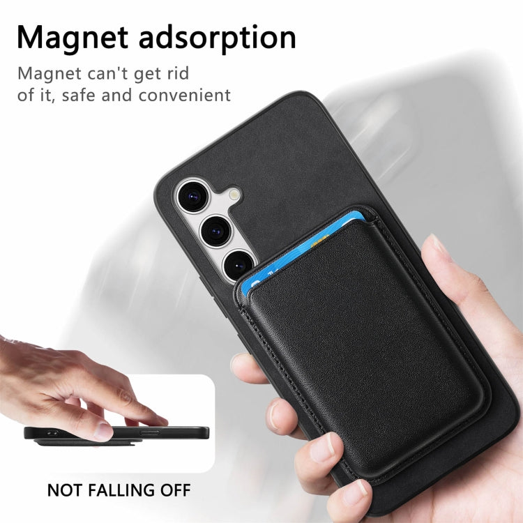 For Samsung Galaxy S25+ 5G Retro Magsafe Card Bag PU Back Cover Phone Case(Black) - Galaxy S25+ 5G Cases by PMC Jewellery | Online Shopping South Africa | PMC Jewellery | Buy Now Pay Later Mobicred
