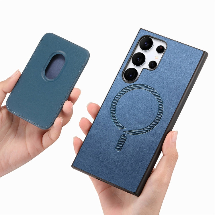 For Samsung Galaxy S25 Ultra 5G Retro Magsafe Card Bag PU Back Cover Phone Case(Blue) - Galaxy S25 Ultra 5G Cases by PMC Jewellery | Online Shopping South Africa | PMC Jewellery | Buy Now Pay Later Mobicred
