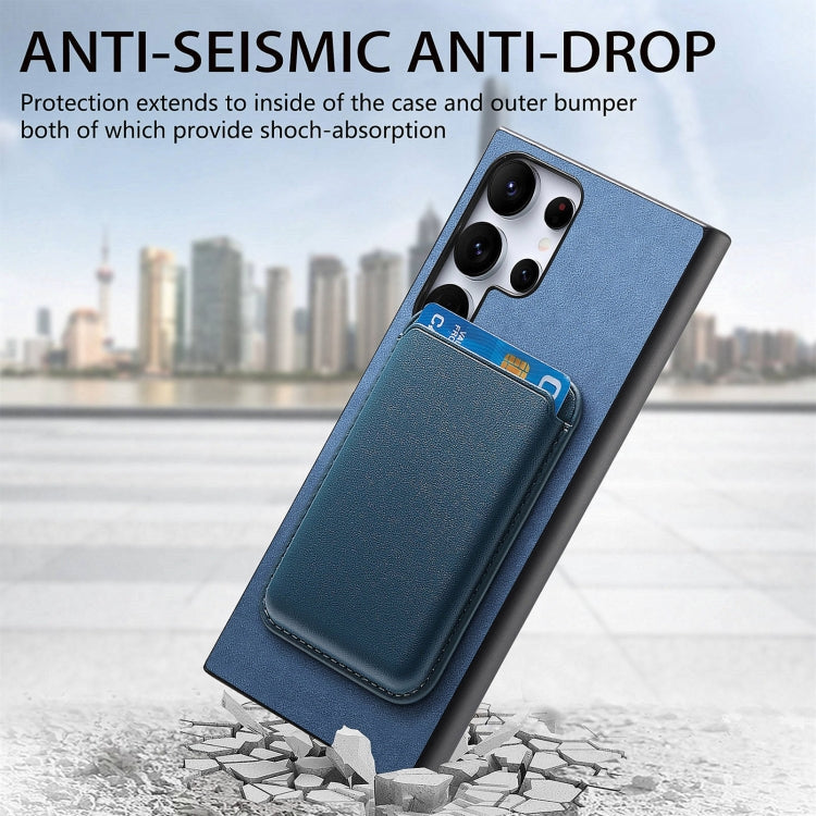 For Samsung Galaxy S25 Ultra 5G Retro Magsafe Card Bag PU Back Cover Phone Case(Blue) - Galaxy S25 Ultra 5G Cases by PMC Jewellery | Online Shopping South Africa | PMC Jewellery | Buy Now Pay Later Mobicred