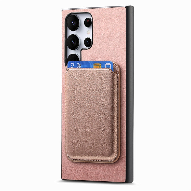 For Samsung Galaxy S25 Ultra 5G Retro Magsafe Card Bag PU Back Cover Phone Case(Pink) - Galaxy S25 Ultra 5G Cases by PMC Jewellery | Online Shopping South Africa | PMC Jewellery | Buy Now Pay Later Mobicred