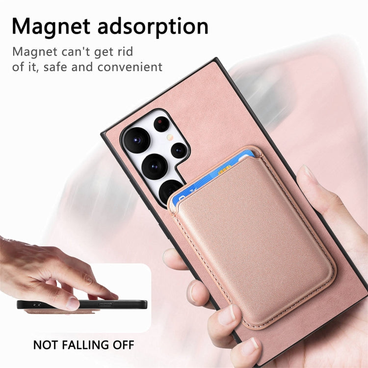 For Samsung Galaxy S25 Ultra 5G Retro Magsafe Card Bag PU Back Cover Phone Case(Pink) - Galaxy S25 Ultra 5G Cases by PMC Jewellery | Online Shopping South Africa | PMC Jewellery | Buy Now Pay Later Mobicred
