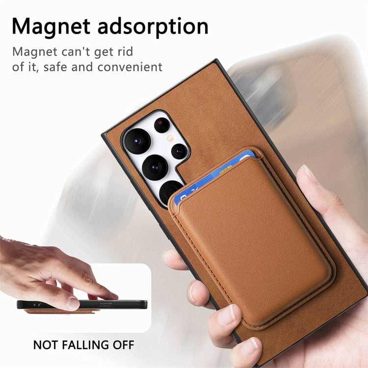 For Samsung Galaxy S25 Ultra 5G Retro Magsafe Card Bag PU Back Cover Phone Case(Brown) - Galaxy S25 Ultra 5G Cases by PMC Jewellery | Online Shopping South Africa | PMC Jewellery | Buy Now Pay Later Mobicred