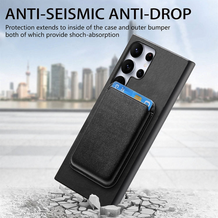 For Samsung Galaxy S25 Ultra 5G Retro Magsafe Card Bag PU Back Cover Phone Case(Black) - Galaxy S25 Ultra 5G Cases by PMC Jewellery | Online Shopping South Africa | PMC Jewellery | Buy Now Pay Later Mobicred