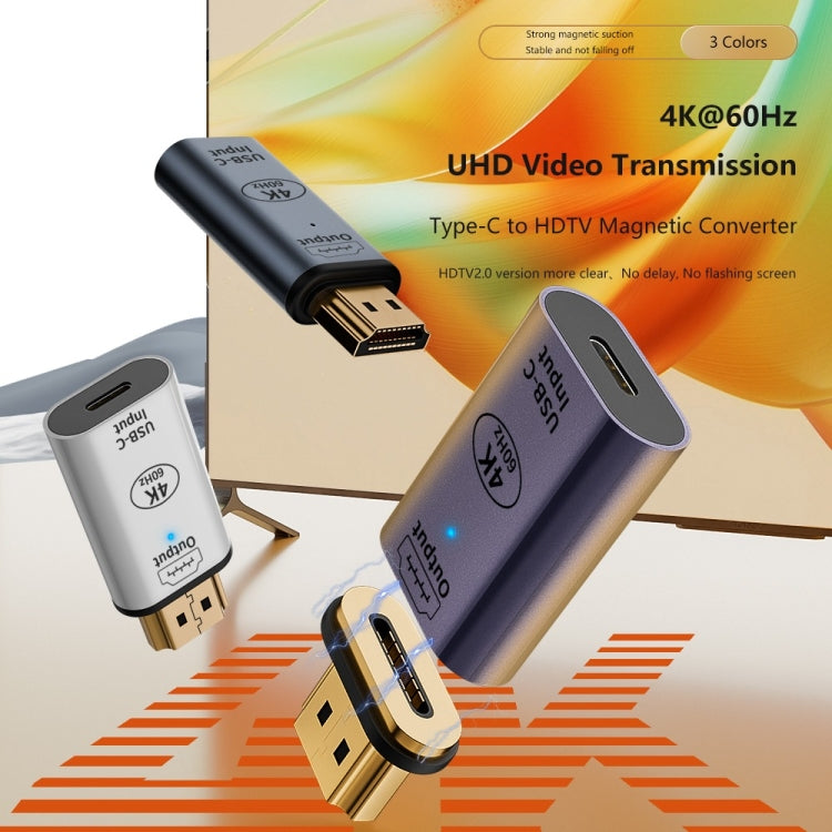 Type-C Female to HDMI 2.0 Male Converter Adapter 4K 60Hz HD Magnetic Plug(Deep purple)