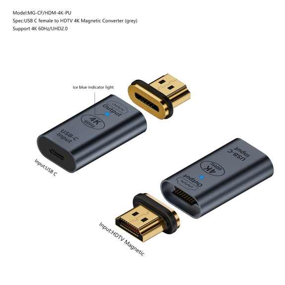 Type-C Female to HDMI 2.0 Male Converter Adapter 4K 60Hz HD Magnetic Plug(Deep purple)