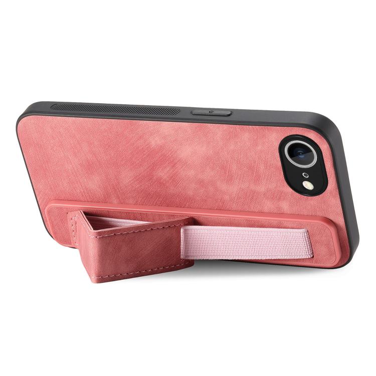 For iPhone 16e Retro Wristband Holder Leather Back Phone Case(Pink) - iPhone 16e Cases by PMC TechLife | Online Shopping South Africa | PMC TechLife | Buy Now Pay Later Mobicred