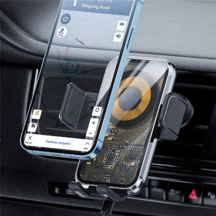 X11 15W Fast Charger Car Air Vent Hook Wireless Charger Intelligent Induction(Tarnish) - Wireless Charging Pads by PMC TechLife | Online Shopping South Africa | PMC TechLife | Buy Now Pay Later Mobicred
